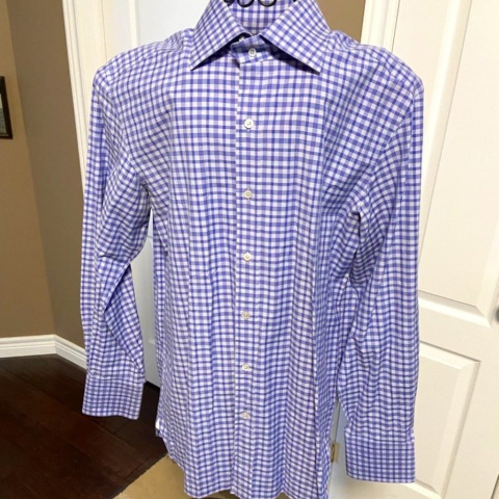 Tom Ford Blue Check Dress Shirt in Sz 43 EUC